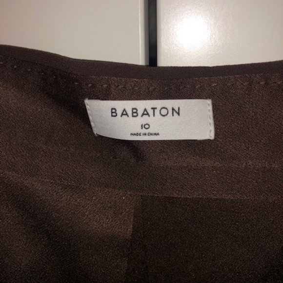 Babaton Savoy Pleated Skirt Brown - Picture 2 of 3